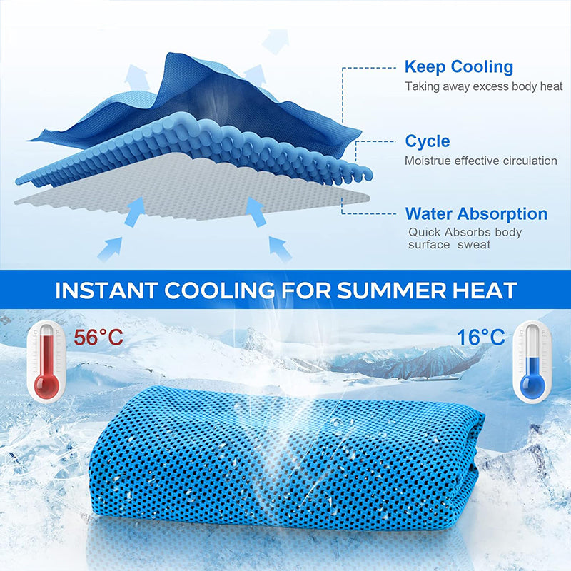 TWS 4 Pack Cooling Towel. Soft Breathable Chilly Microfiber Towel