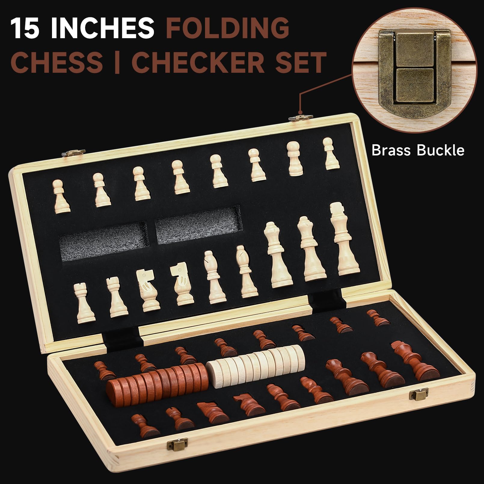 🌟 US LOCAL STOCK 🌟 Magnetic 2in1 Chess and Checkers Family Board Games Children Bonding Wooden Toys