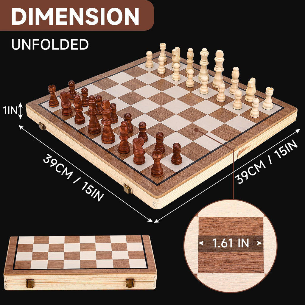 🌟 US LOCAL STOCK 🌟 Magnetic 2in1 Chess and Checkers Family Board Games Children Bonding Wooden Toys