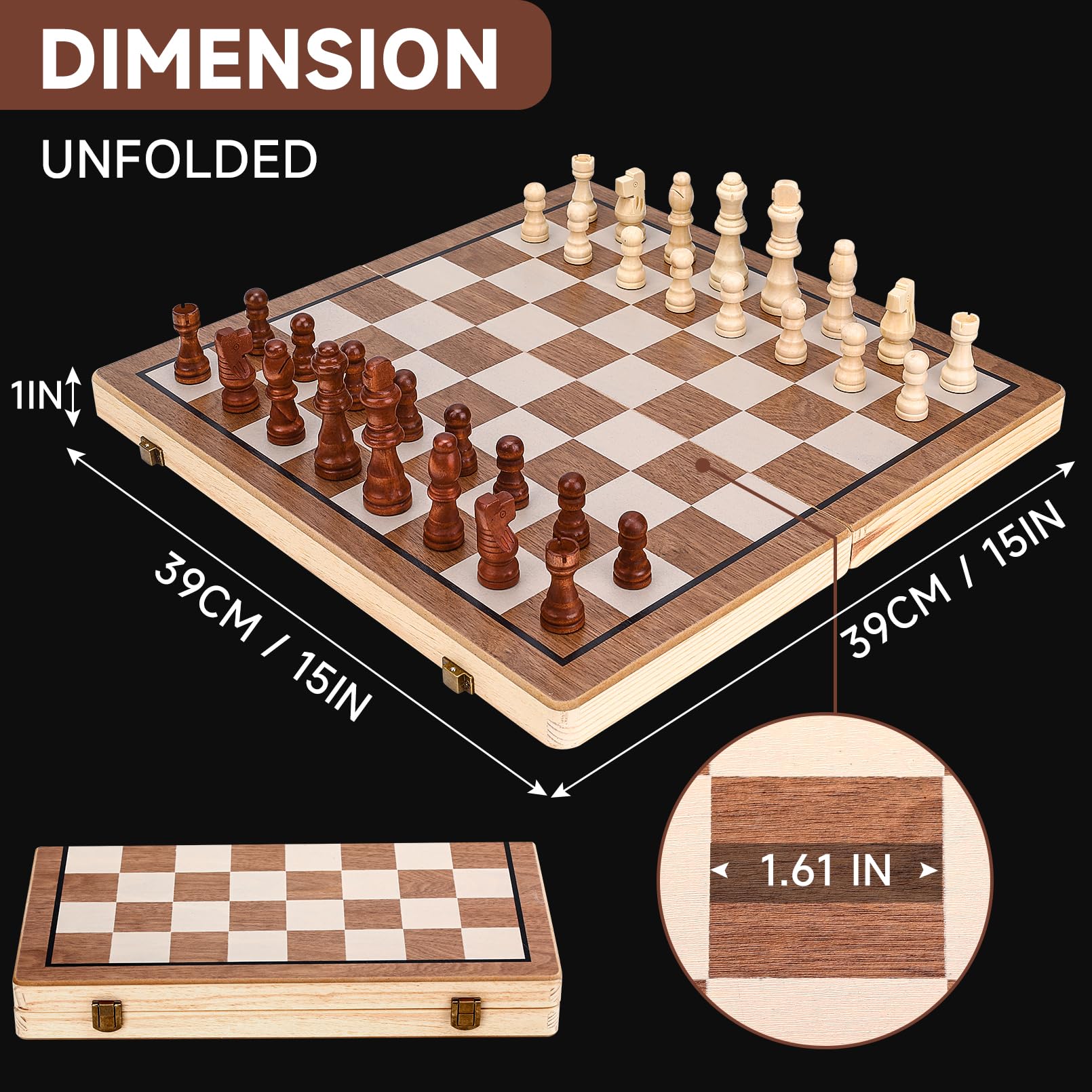 🌟 US LOCAL STOCK 🌟 Magnetic 2in1 Chess and Checkers Family Board Games Children Bonding Wooden Toys