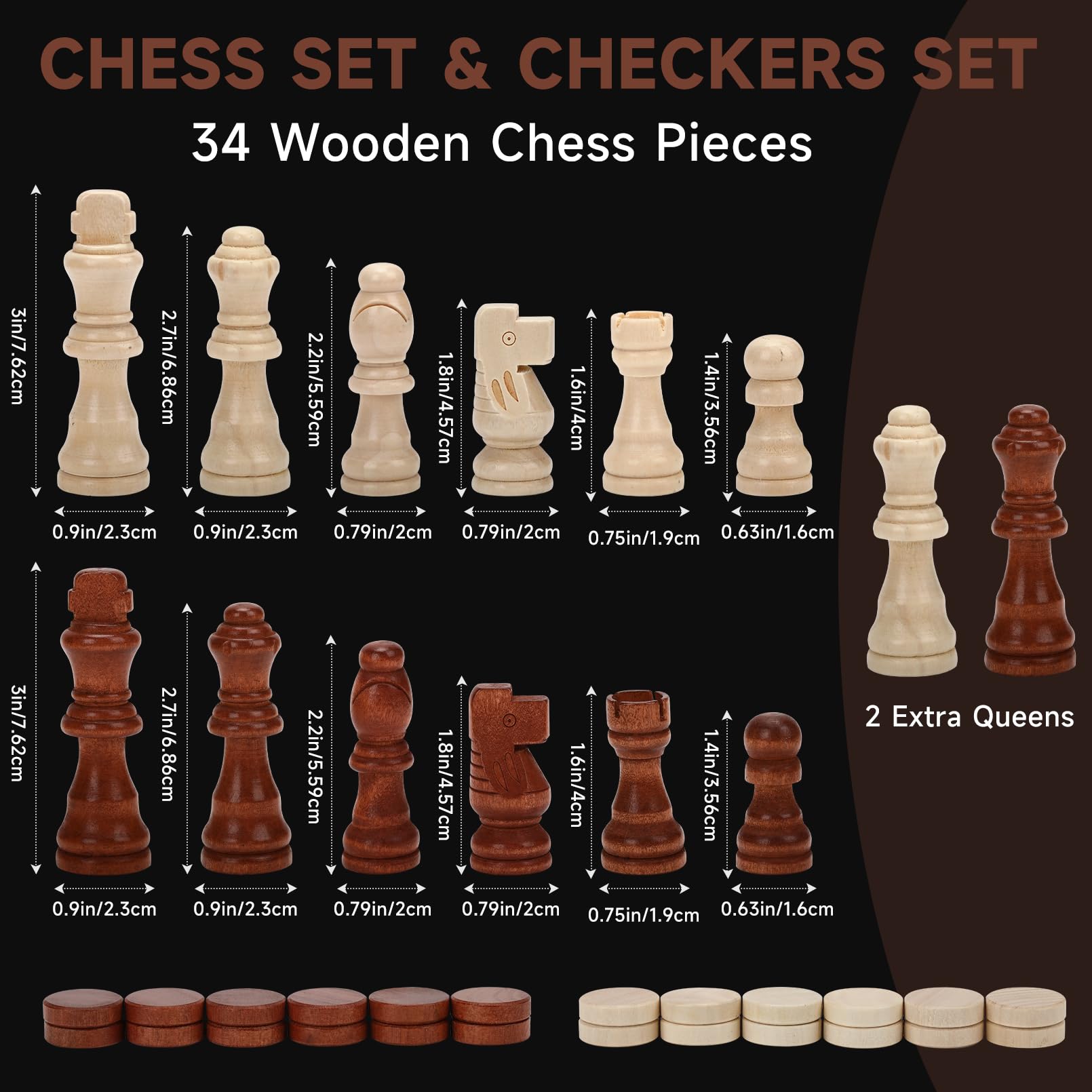 🌟 US LOCAL STOCK 🌟 Magnetic 2in1 Chess and Checkers Family Board Games Children Bonding Wooden Toys