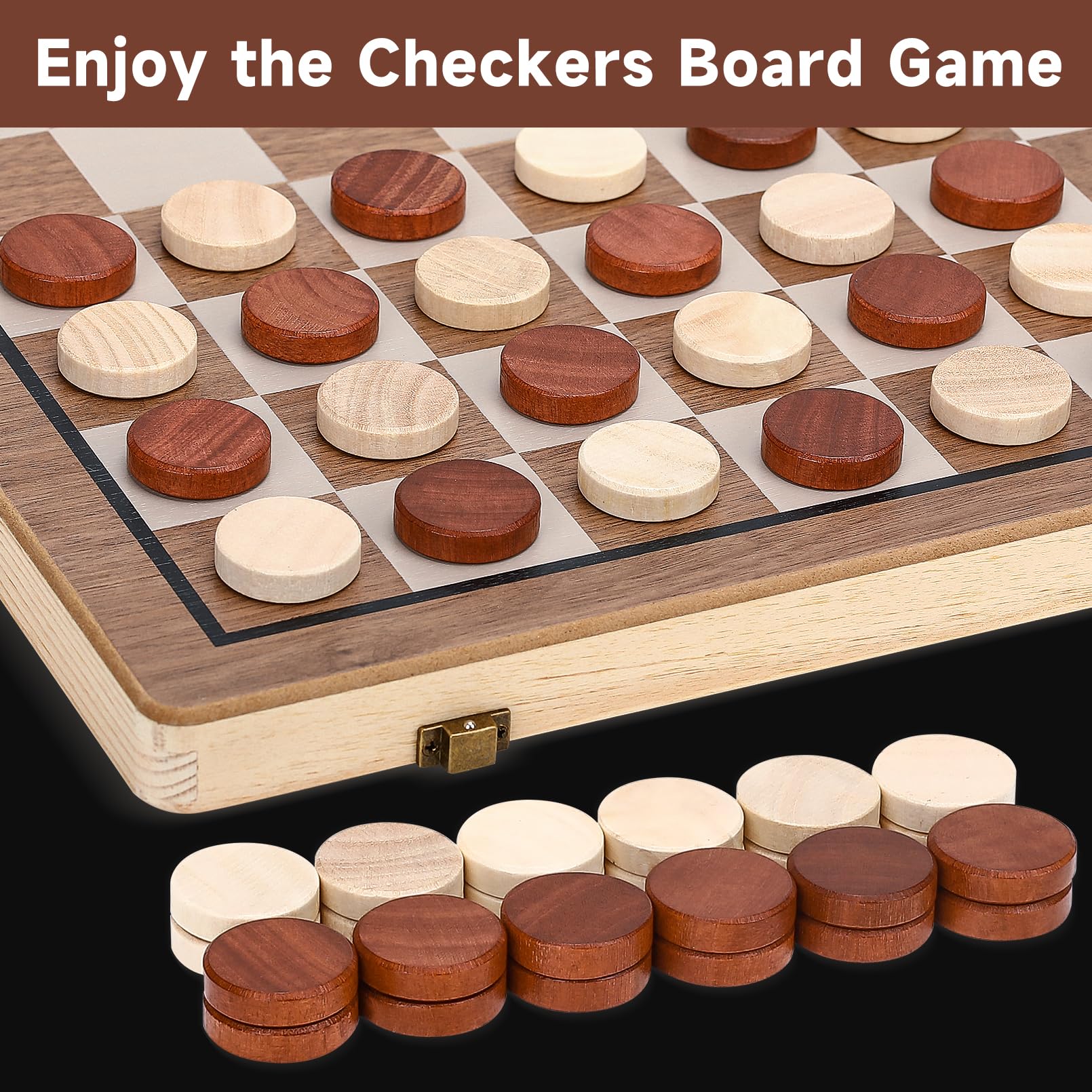 🌟 US LOCAL STOCK 🌟 Magnetic 2in1 Chess and Checkers Family Board Games Children Bonding Wooden Toys