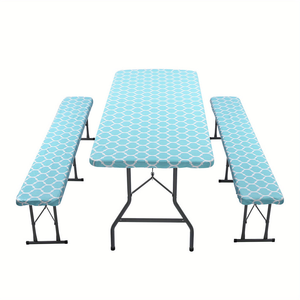 Outdoor courtyard waterproof, oil-proof and stain-proof tablecloth three-piece set