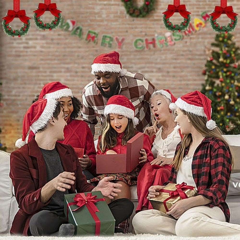 Christmas garland with ribbon and bow decorations