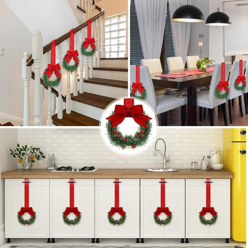 Christmas garland with ribbon and bow decorations