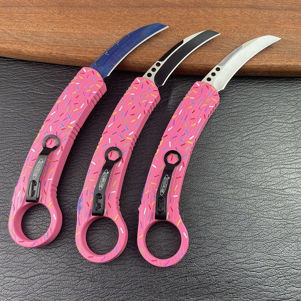 Carbon Fiber Overlay Outdoor Camping OTF Tactical Handle EDC Folding Knife
