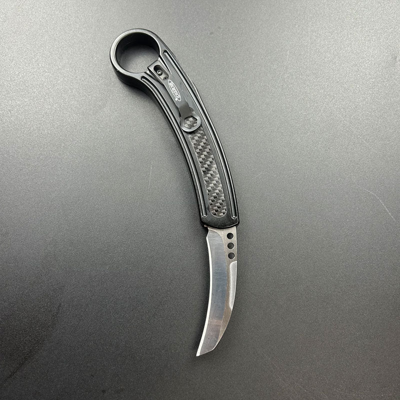 Carbon Fiber Overlay Outdoor Camping OTF Tactical Handle EDC Folding Knife