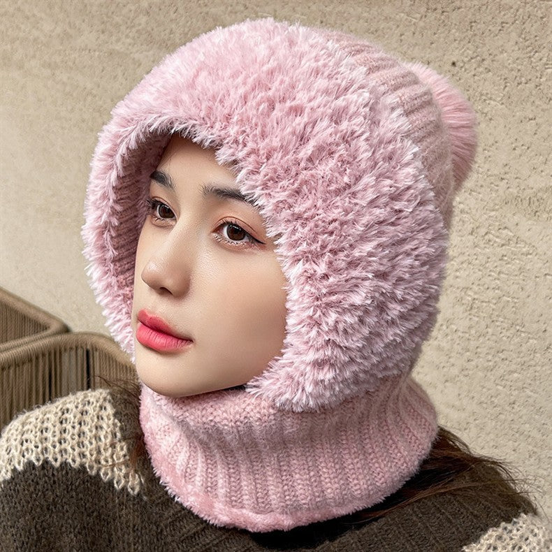 Women's Knitted Hat in Autumn and Winter, 3 in 1 Cold Resistant Hat