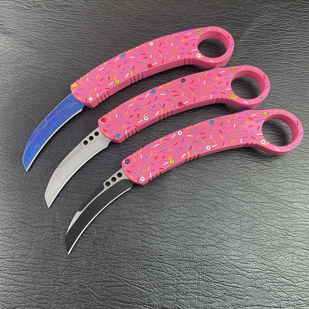 Carbon Fiber Overlay Outdoor Camping OTF Tactical Handle EDC Folding Knife