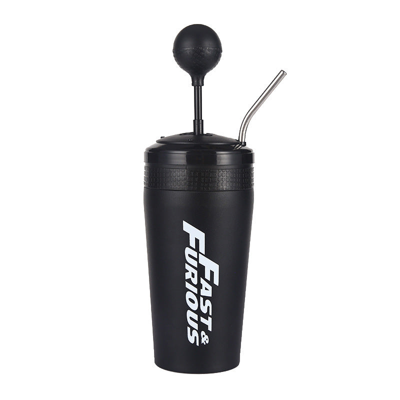 Fast and Furious 10 Water Cup, Feel Real Experience The Feeling of Manipulati on Sense, Shift Lever Style Cups with Straw and Lid,Stainless Steel Cup