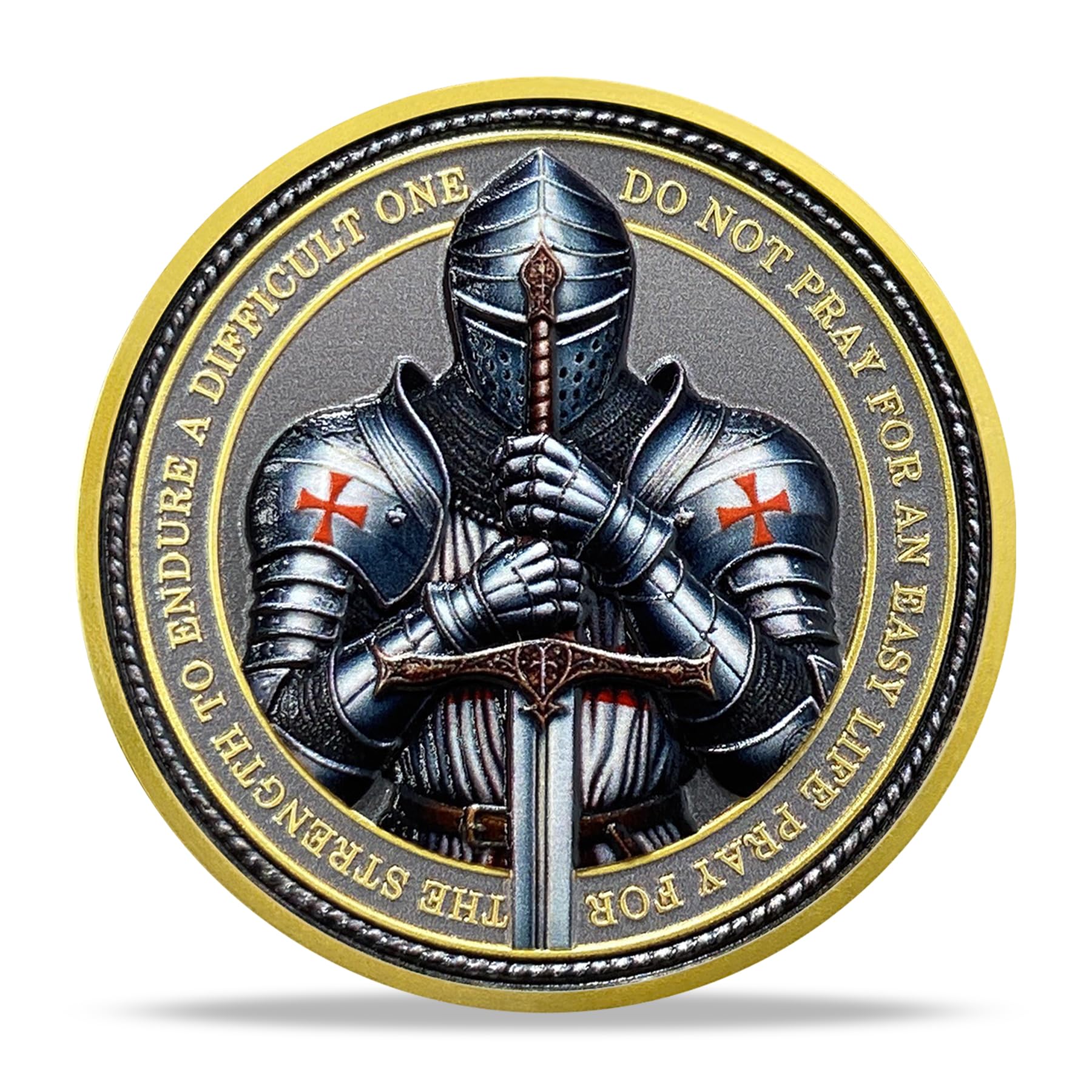 Battlefire Knight Cross Challenge Coin | Chivalric Valor & Sacred Shield Medallion | Battlefire Knight Historical Token