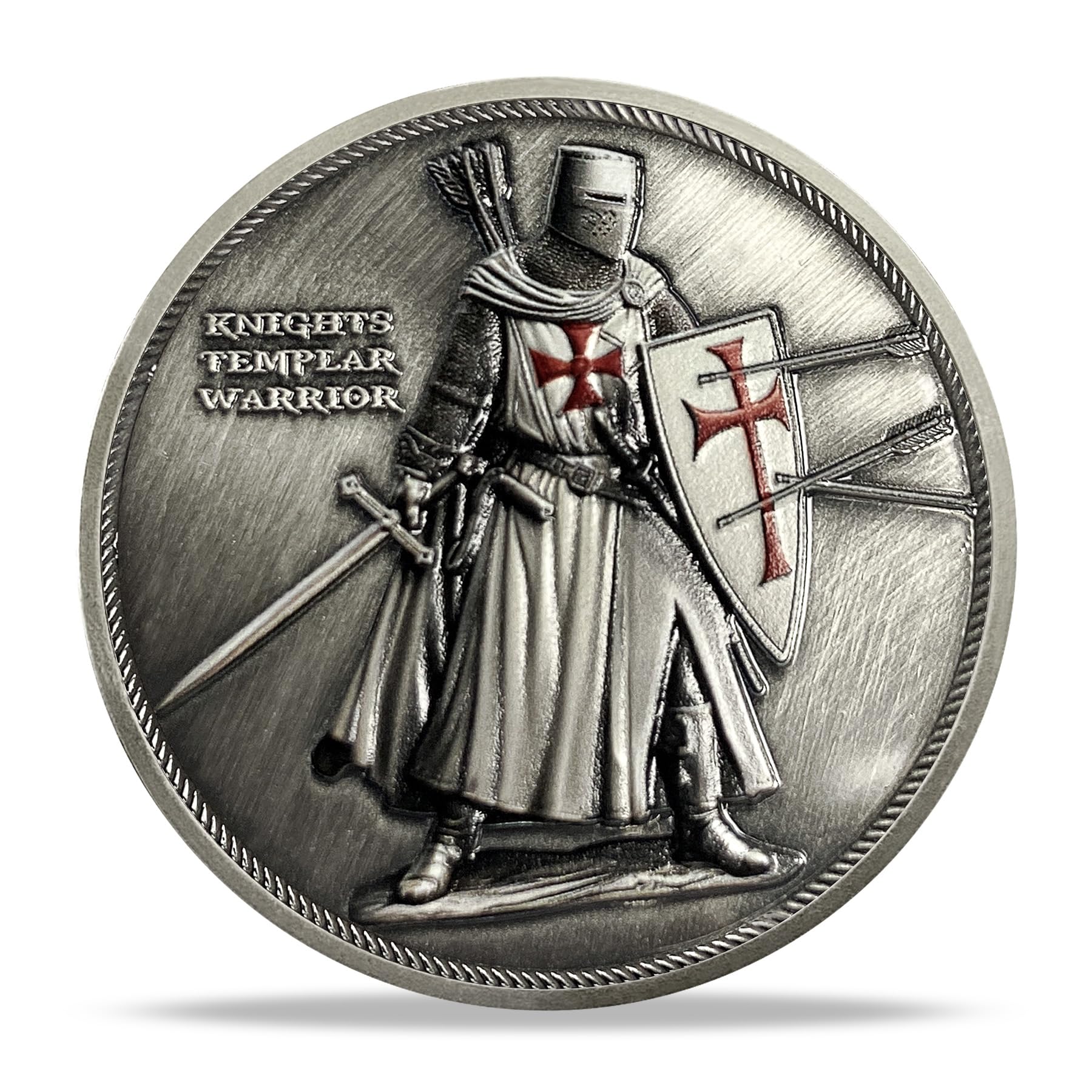 Battlefire Knight Cross Challenge Coin | Chivalric Valor & Sacred Shield Medallion | Battlefire Knight Historical Token