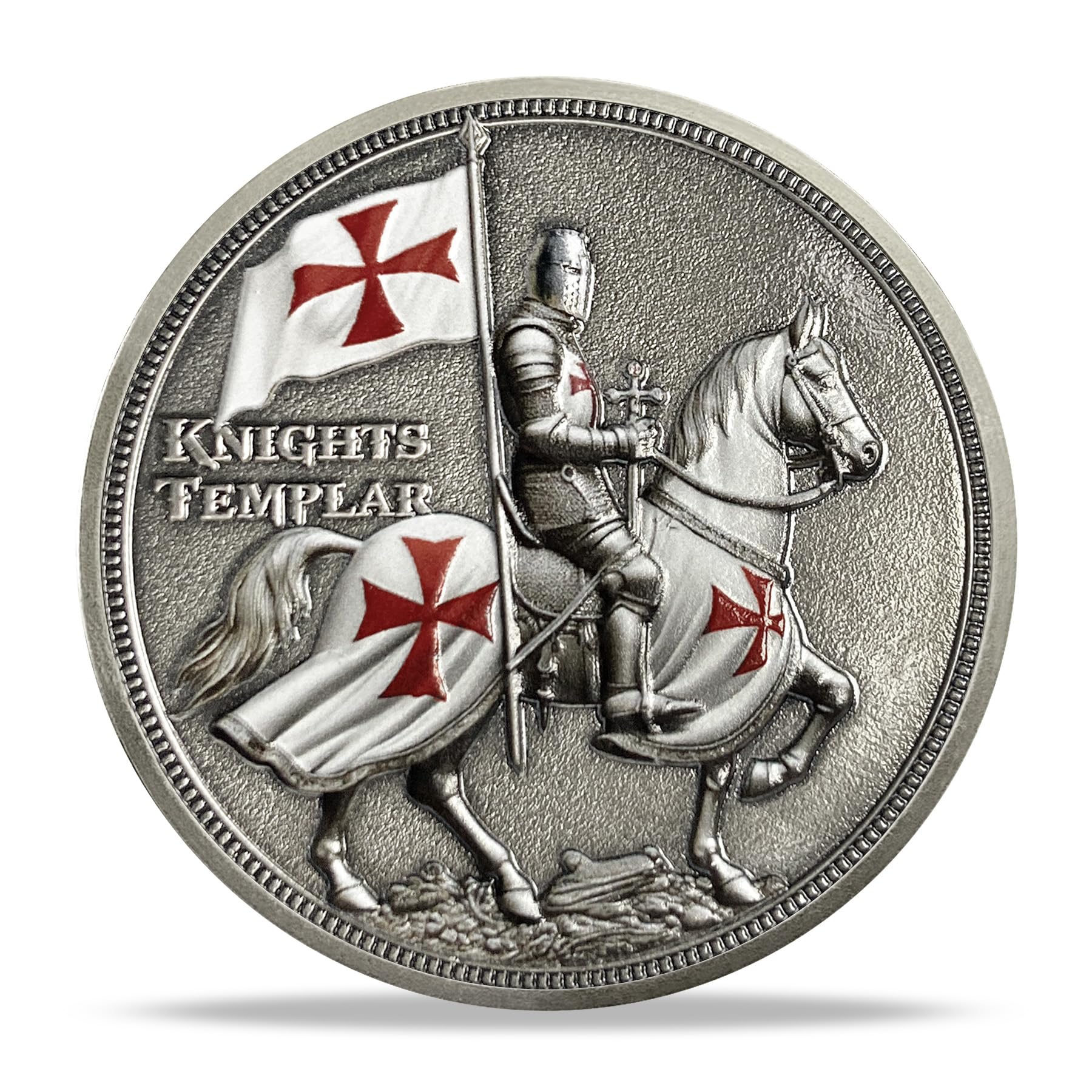 Battlefire Knight Cross Challenge Coin | Chivalric Valor & Sacred Shield Medallion | Battlefire Knight Historical Token