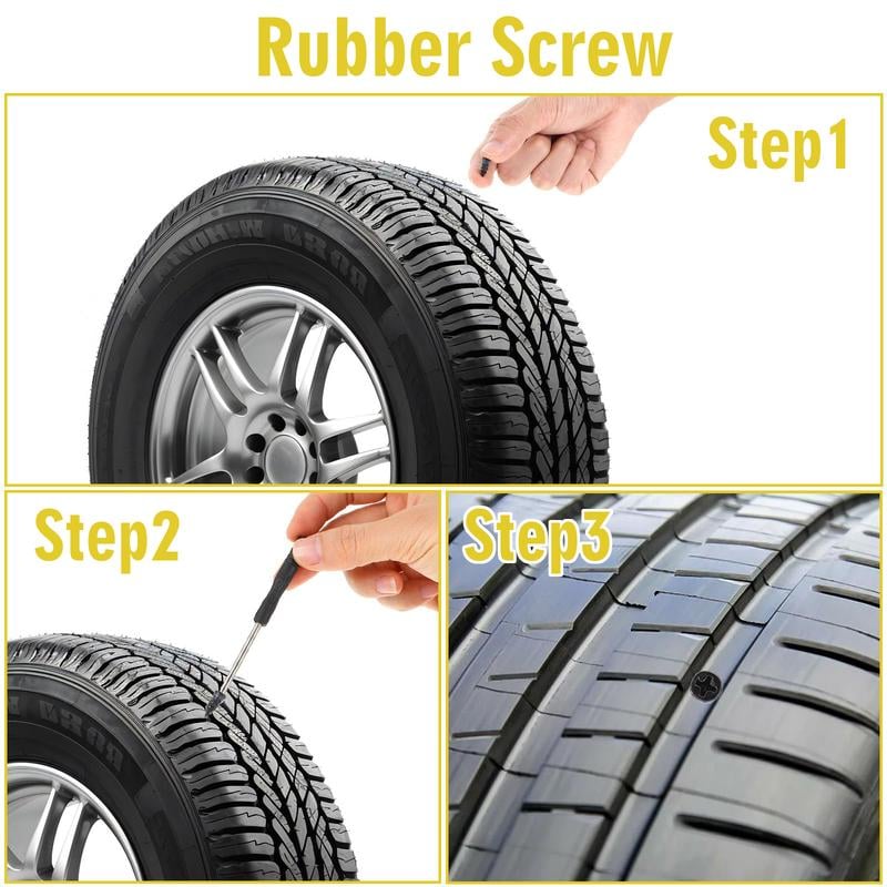 60PCS Tire Repair Rubber Nails Kit with 2 Sizes for Car/Motorcycle/Truck/Tractor