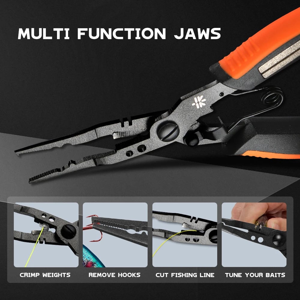Multifunction Fishing Pliers with Teflon Coating – Split Ring, Hook Removal, and Crimping Tool🎣🔧