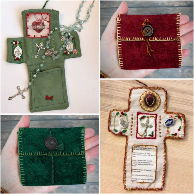 ✝️Handmade Stuitched Pocket Shrine With Silver Cross Included Inside