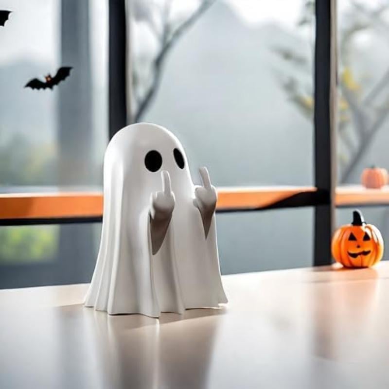 💥Halloween Chost Figurine - Spooky Resin Middle Finger Ghost Statue