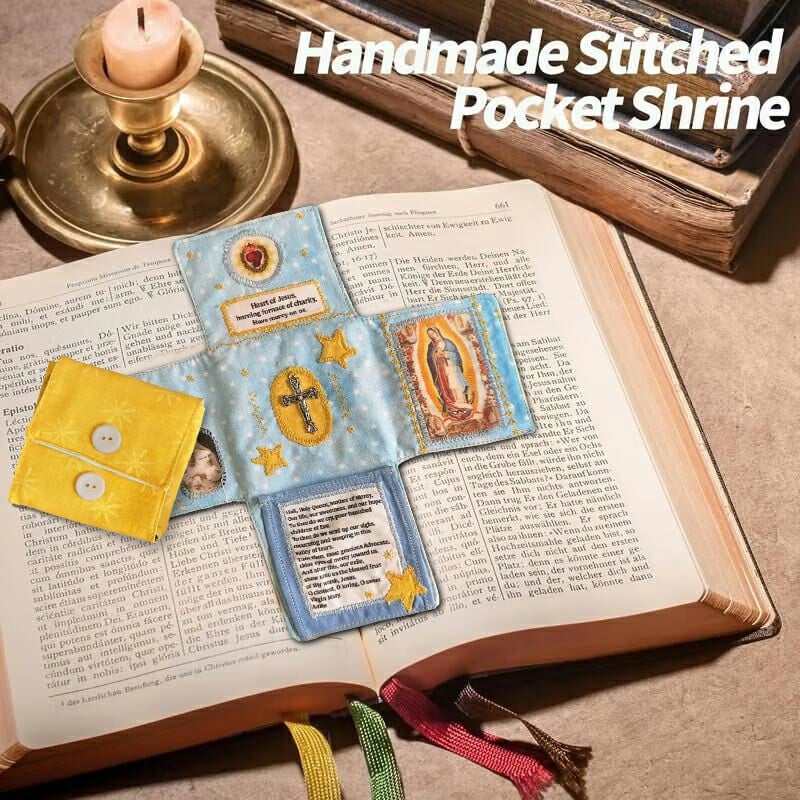 ✝️Handmade Stuitched Pocket Shrine With Silver Cross Included Inside