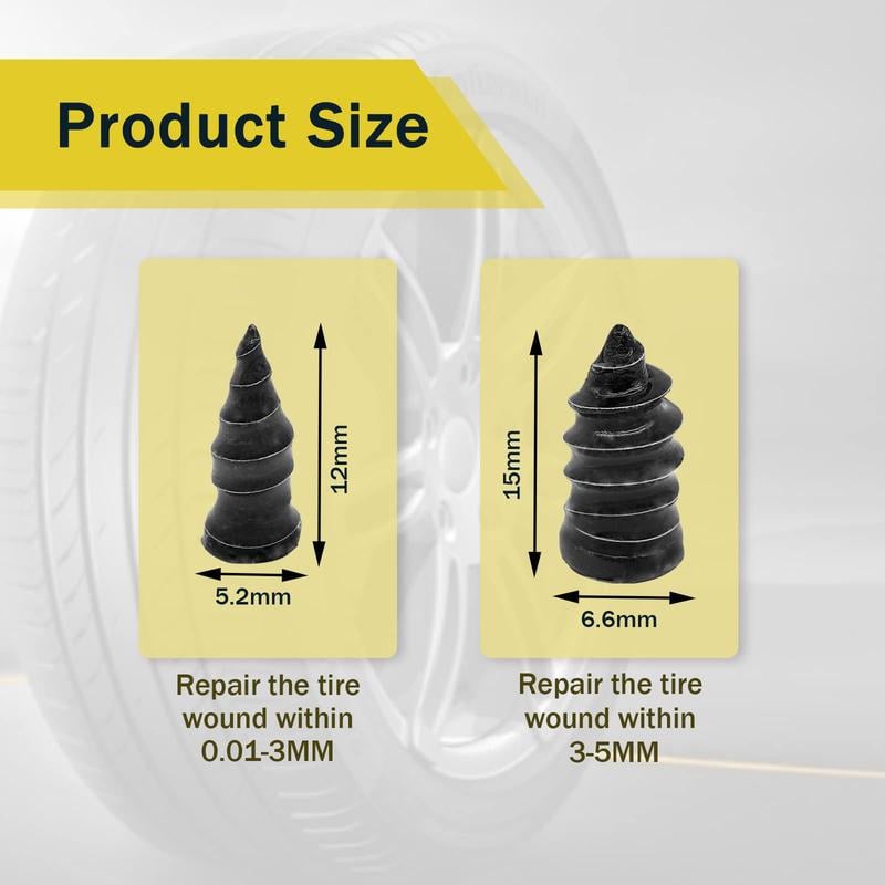60PCS Tire Repair Rubber Nails Kit with 2 Sizes for Car/Motorcycle/Truck/Tractor