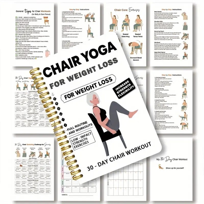 🔥Last Day Promotion 49% OFF🔥30-Day Chair Yoga Weight Loss Spiral Notebook & Exercise Guide