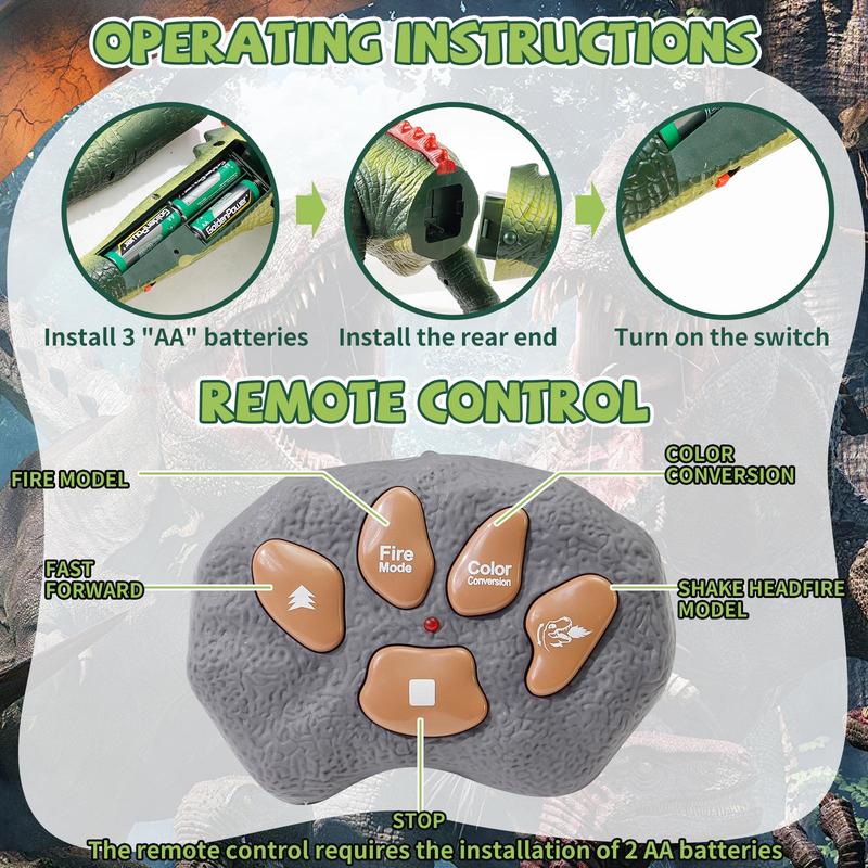 Remote Control T-Rex Dinosaur RC Dinosaur Toy for Kids with Lights