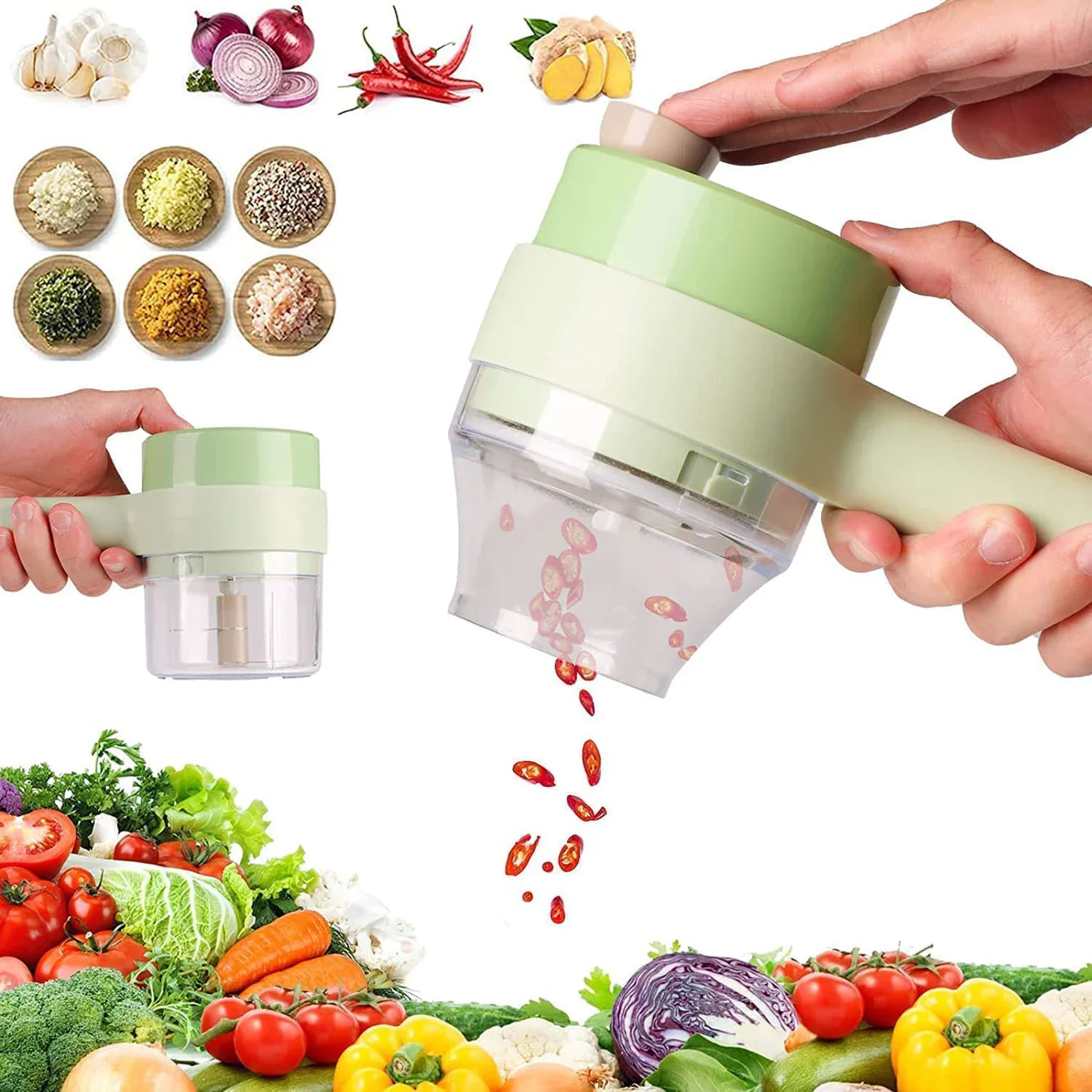 4-in-1 Portable Electric Vegetable Cutter Set
