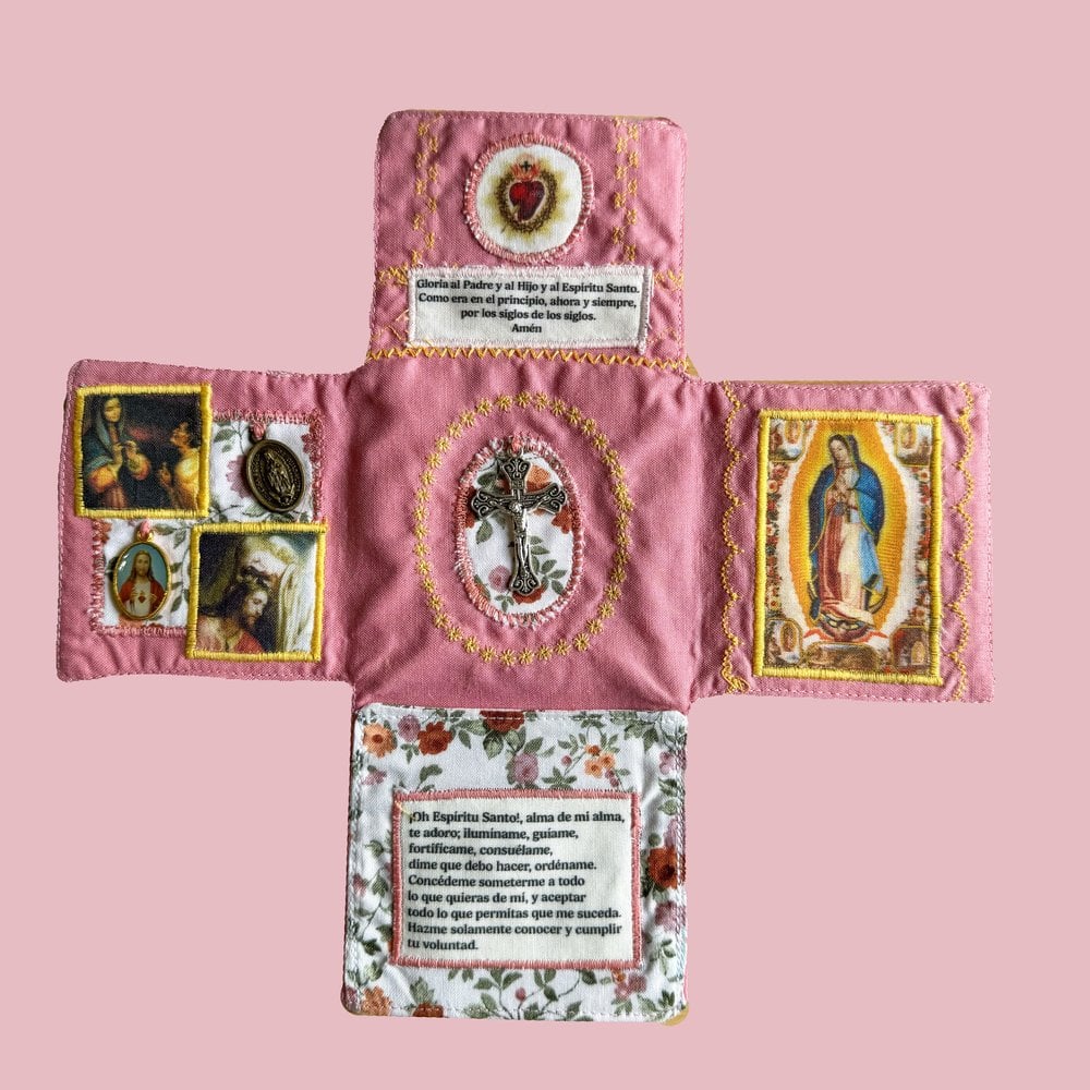 ✝️Handmade Stuitched Pocket Shrine With Silver Cross Included Inside