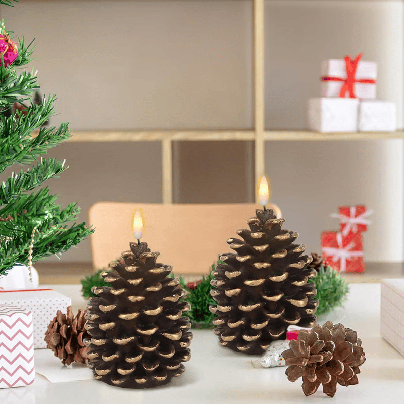 🔥Hot Sale Buy 2 Get 1 Free ✨Flameless Pinecone Candles Battery Operated