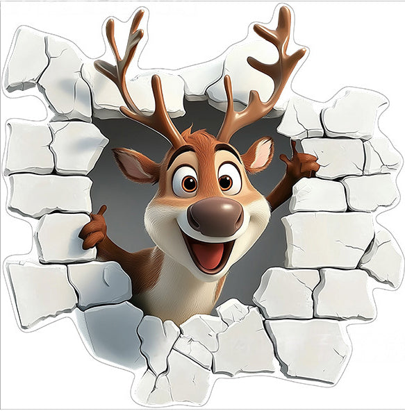 Christmas Wall Stickers, Santa Claus Breaking Through Wall Design, Living Room Decor🎅🏻