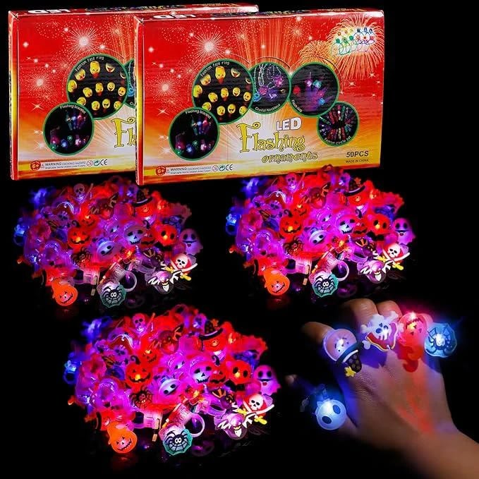 💍 Halloween Hot Sale Promotion 49% OFF🔥 Halloween 50Pcs LED glowing ring(Featuring 18 creepy-cute shapes)