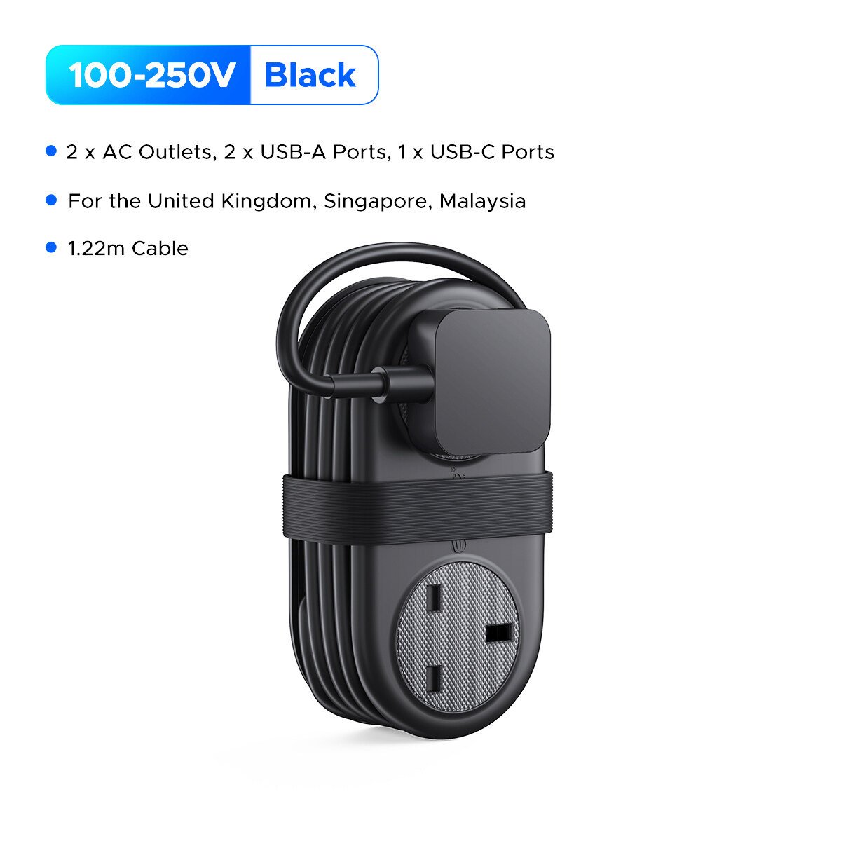 4FT Travel Power Strip with 4 AC Outlets