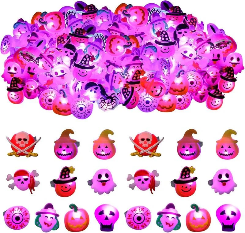 💍 Halloween Hot Sale Promotion 49% OFF🔥 Halloween 50Pcs LED glowing ring(Featuring 18 creepy-cute shapes)