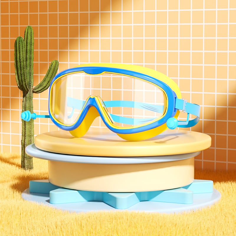 🔥HD children's large frame waterproof and anti-fog swimming goggles