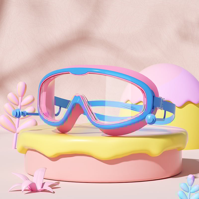 🔥HD children's large frame waterproof and anti-fog swimming goggles
