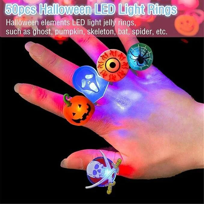 💍 Halloween Hot Sale Promotion 49% OFF🔥 Halloween 50Pcs LED glowing ring(Featuring 18 creepy-cute shapes)