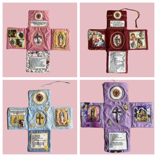 ✝️Handmade Stuitched Pocket Shrine With Silver Cross Included Inside