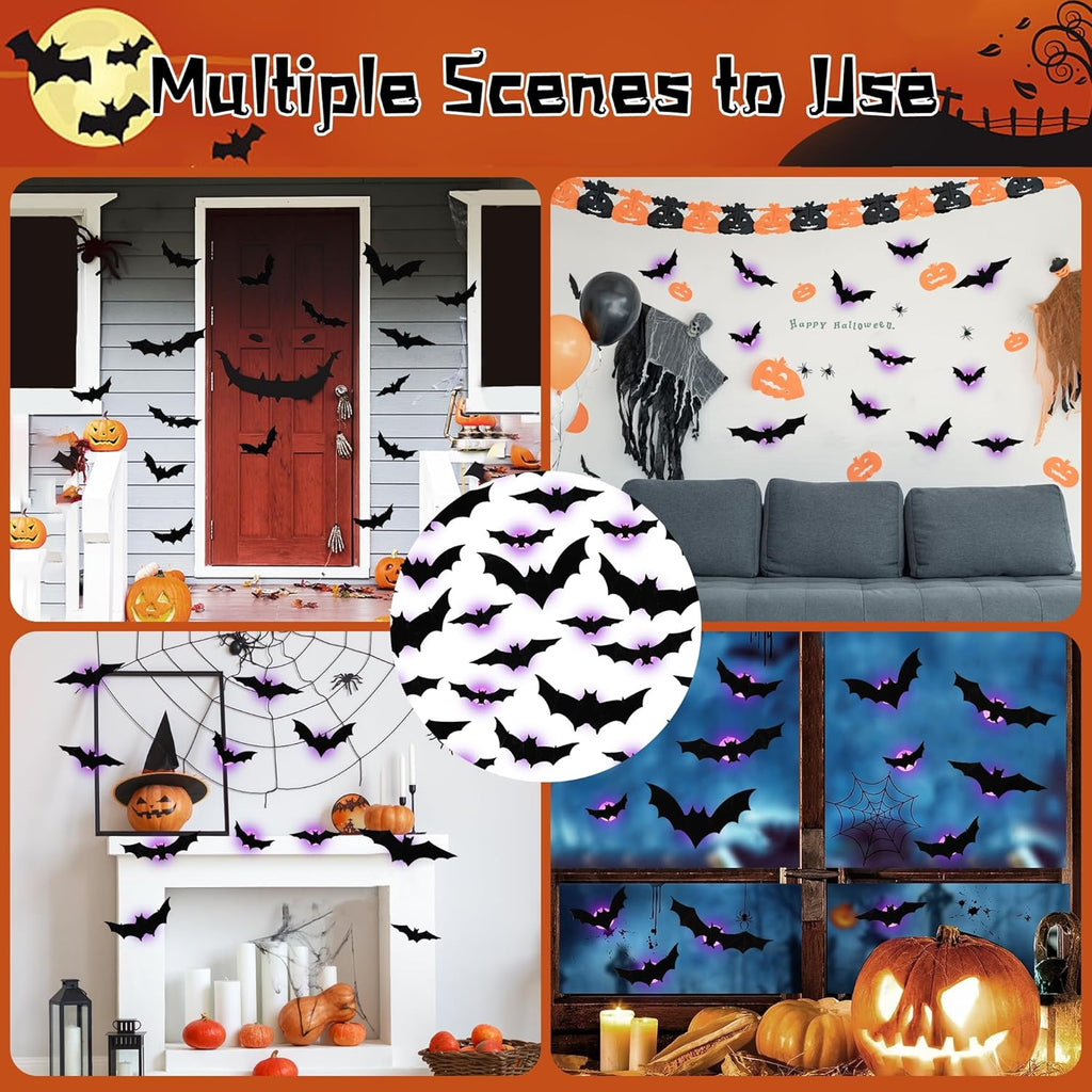🔥 3D Bat Light Design LED Decorations (contains three sizes: large, medium and small)
