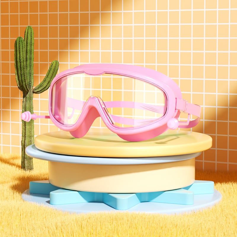 🔥HD children's large frame waterproof and anti-fog swimming goggles